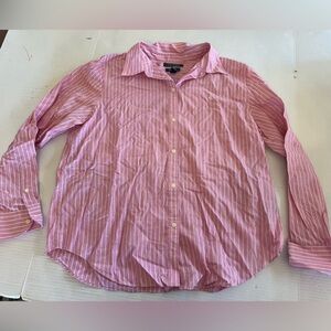 Vintage Ralph Lauren Pink Striped Button Down Non-Iron Womens X-Large